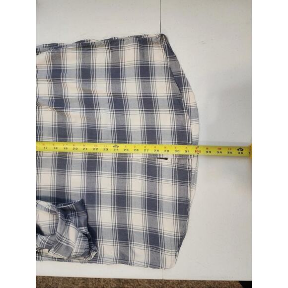 Faherty Shirt Mens Large Blue White Plaid Button Flannel Pima Cotton Blend - Picture 11 of 13